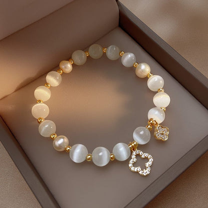 Shelltier WHITE PEARL CLOVER BRACELET