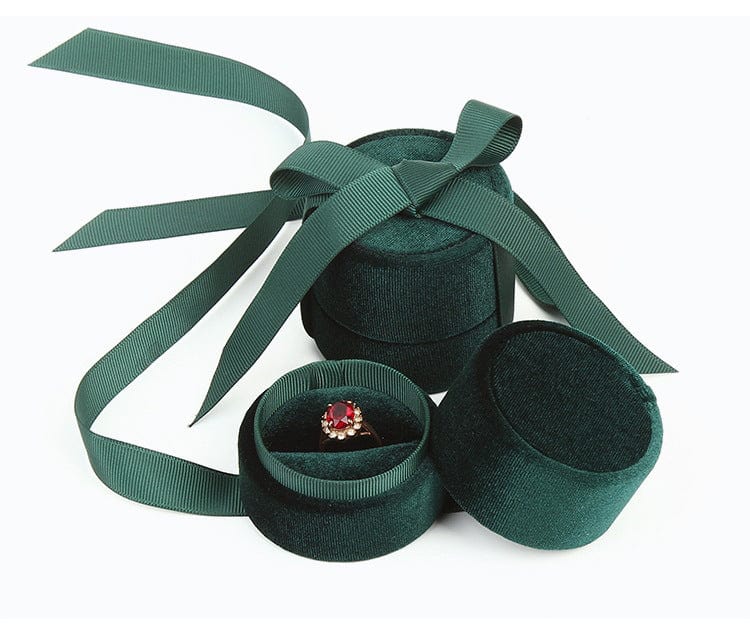 Shelltier EMILIA DEEP GREEN RIBBON JEWELRY BOX