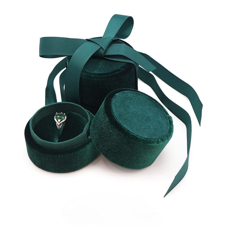 Shelltier EMILIA DEEP GREEN RIBBON JEWELRY BOX