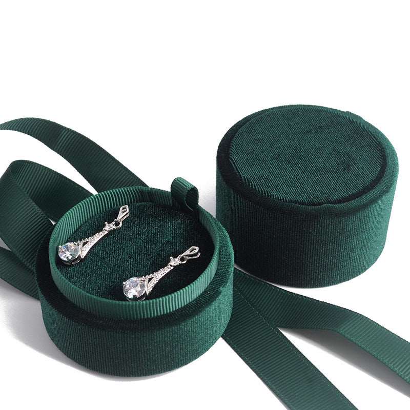 Shelltier EMILIA DEEP GREEN RIBBON JEWELRY BOX