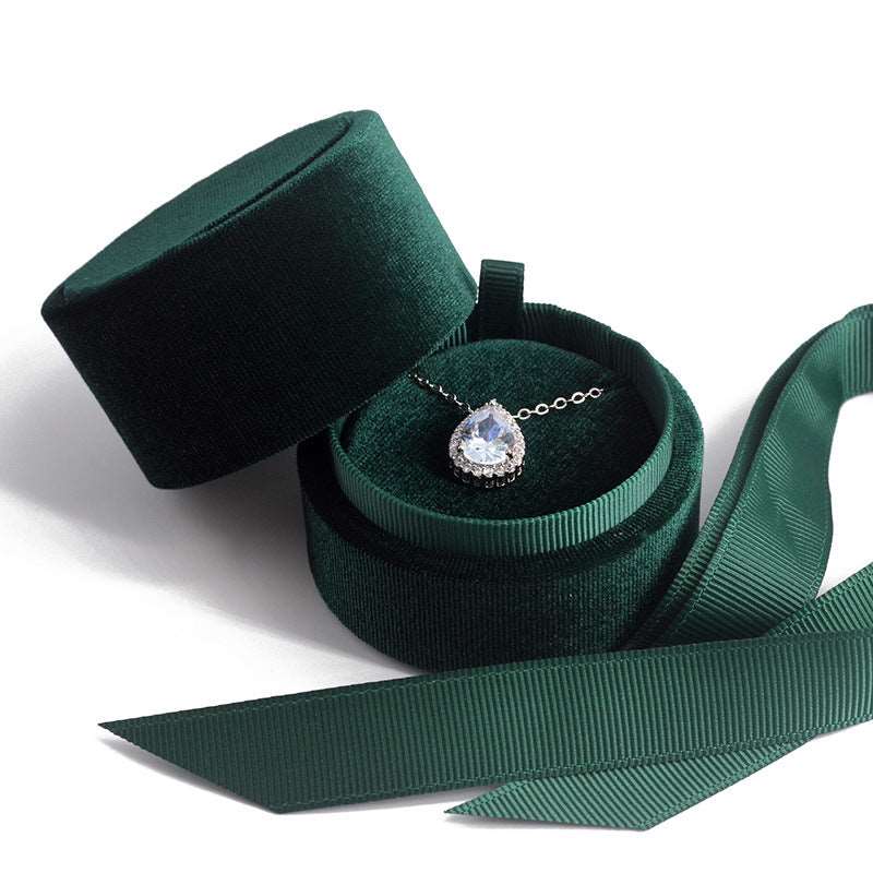 Shelltier EMILIA DEEP GREEN RIBBON JEWELRY BOX