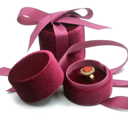 Shelltier EMILIA RED WINE RIBBON JEWELRY BOX