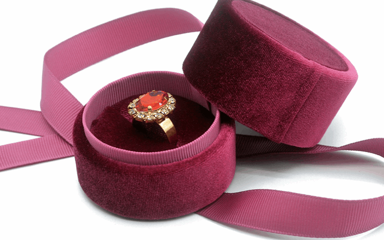 Shelltier EMILIA RED WINE RIBBON JEWELRY BOX