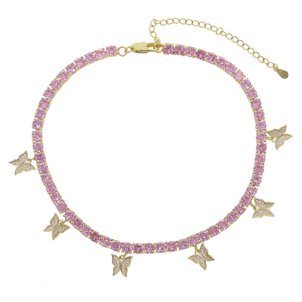 Shelltier 16 INCHES / Pink/Gold BUTTERFLY GARDEN NECKLACE | 5 COLORS