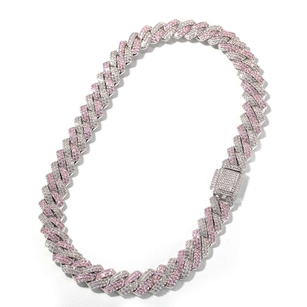 Shelltier 16 Inches / Pink/Platinum MIAMI DREAM CUBAN NECKLACE | 2 COLORS