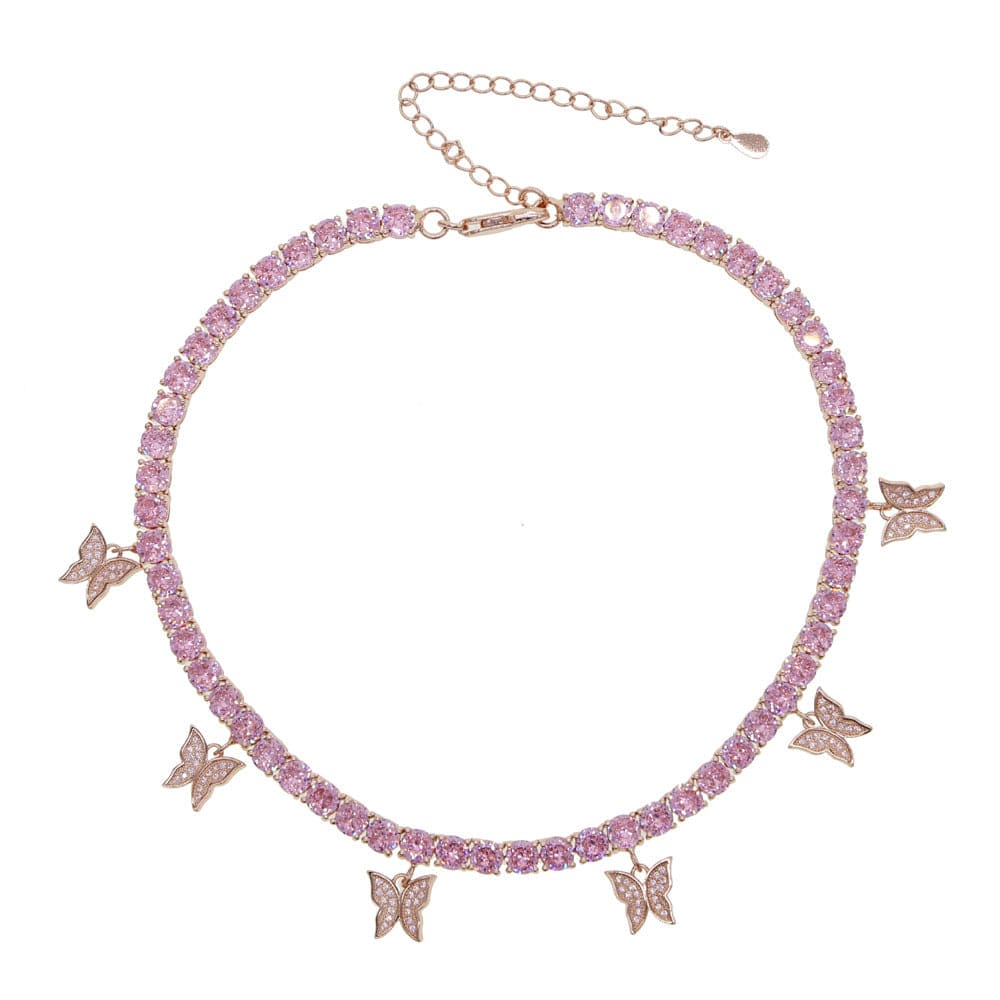 Shelltier 16 INCHES / Pink/Rose Gold BUTTERFLY GARDEN NECKLACE | 5 COLORS