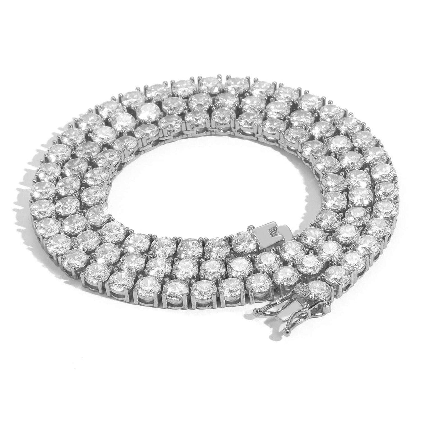 Shelltier 16 INCHES / PLATINUM DAISY TENNIS NECKLACE