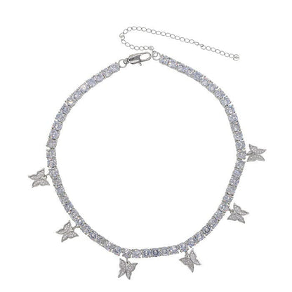 Shelltier 16 INCHES / Silver/Silver BUTTERFLY GARDEN NECKLACE | 5 COLORS