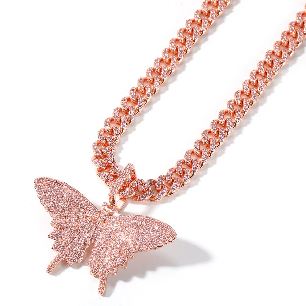 Shelltier Cuban Chain 8mm / 18 RADIANT BUTTERFLY NECKLACE