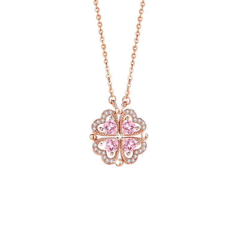 Shelltier HEART CLOVER ROSE GOLD NECKLACE