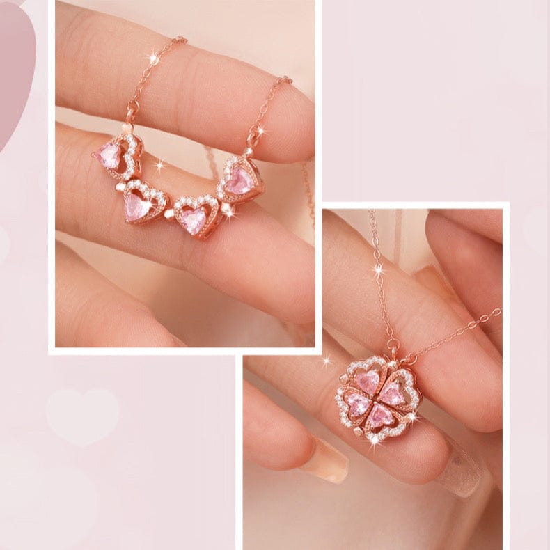 Shelltier HEART CLOVER ROSE GOLD NECKLACE