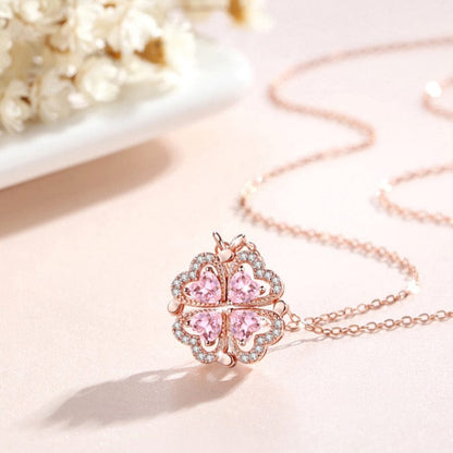 Shelltier HEART CLOVER ROSE GOLD NECKLACE