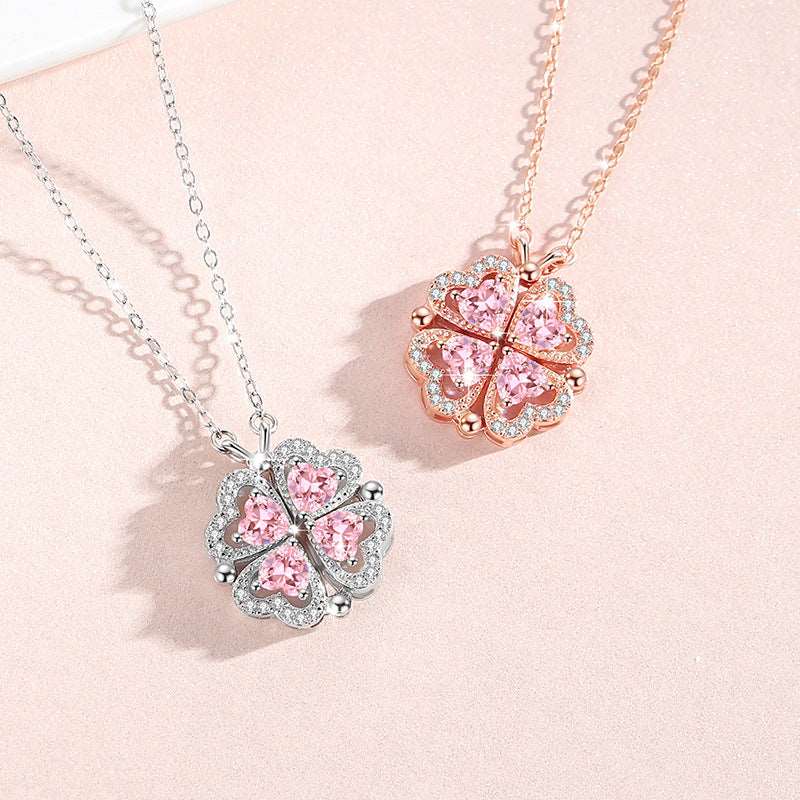 Shelltier HEART CLOVER ROSE GOLD NECKLACE