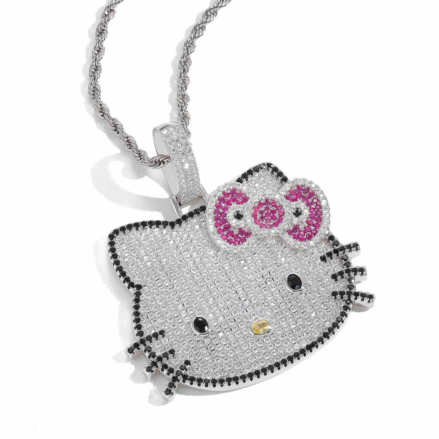 Shelltier Silver / Twist Chain 20 Inches ICY KITTY NECKLACE