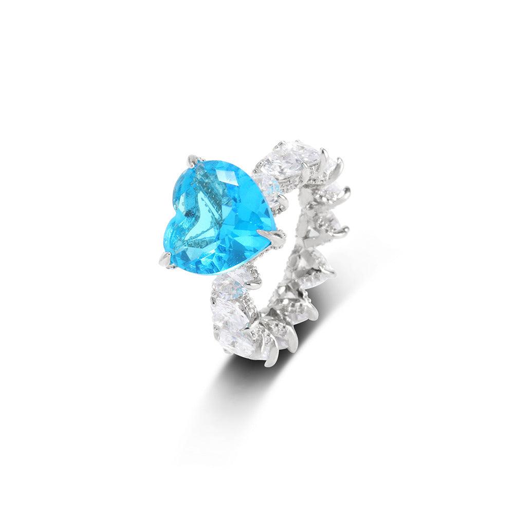 Shelltier 6 / Aquamarine Platinum Plated AMELIA RING