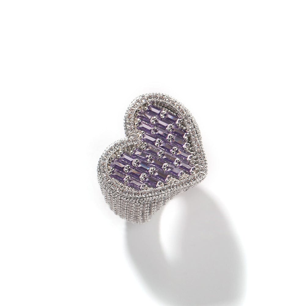 Shelltier Amethyst / 6 BAGUETTE HEART RING | 6 COLORS