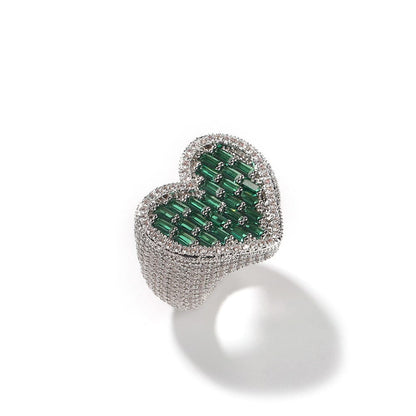 Shelltier Emerald / 6 BAGUETTE HEART RING | 6 COLORS