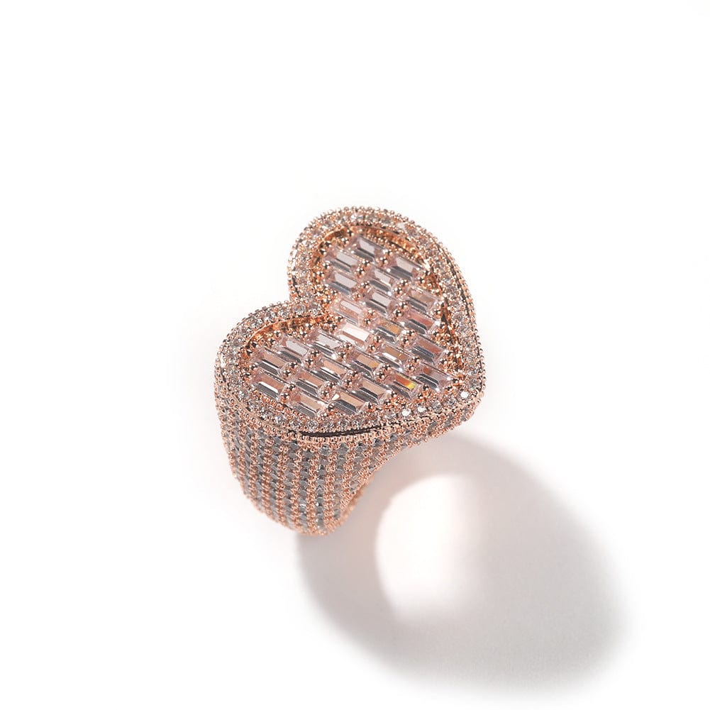 Shelltier Rose Gold / 6 BAGUETTE HEART RING | 6 COLORS