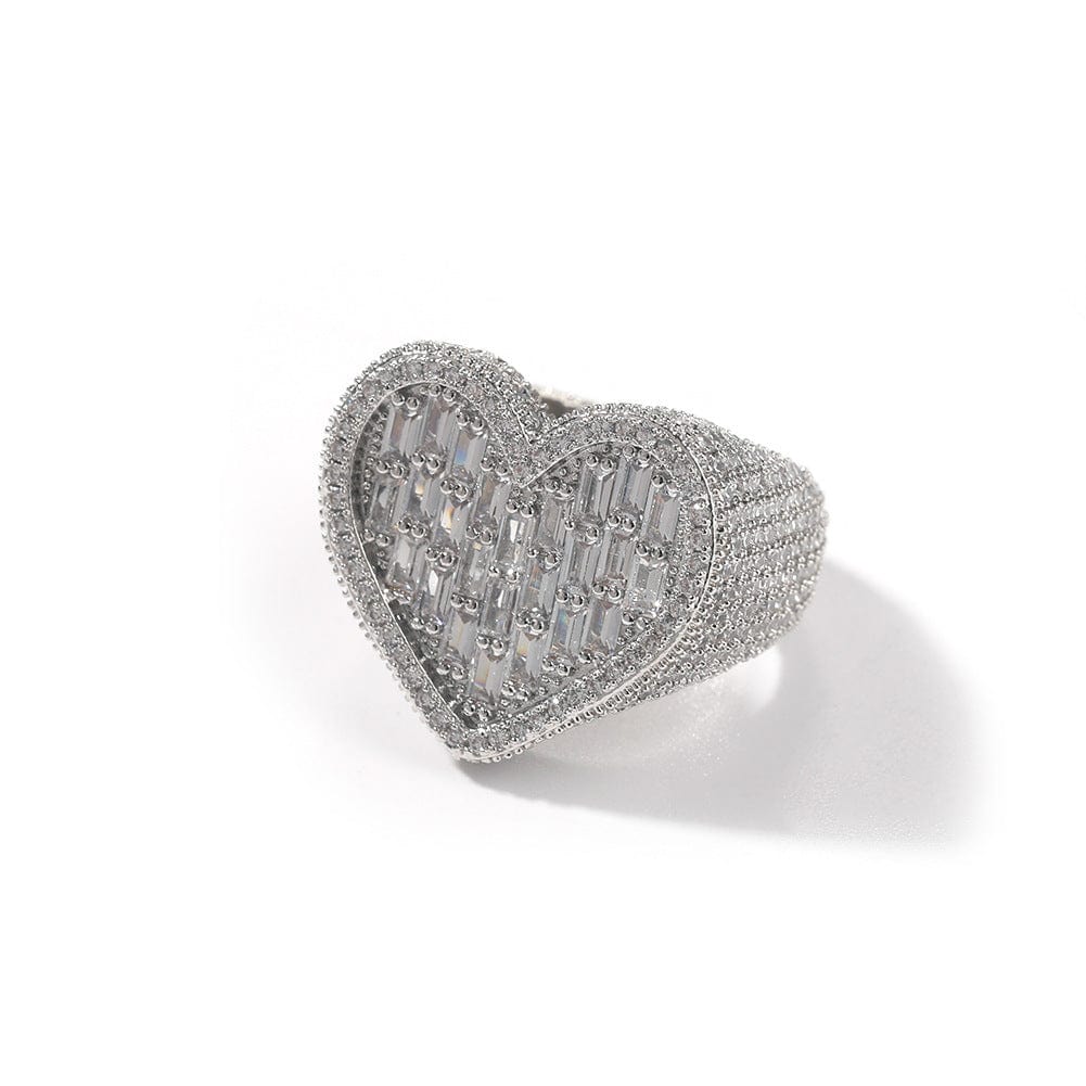 Shelltier Silver / 6 BAGUETTE HEART RING | 6 COLORS