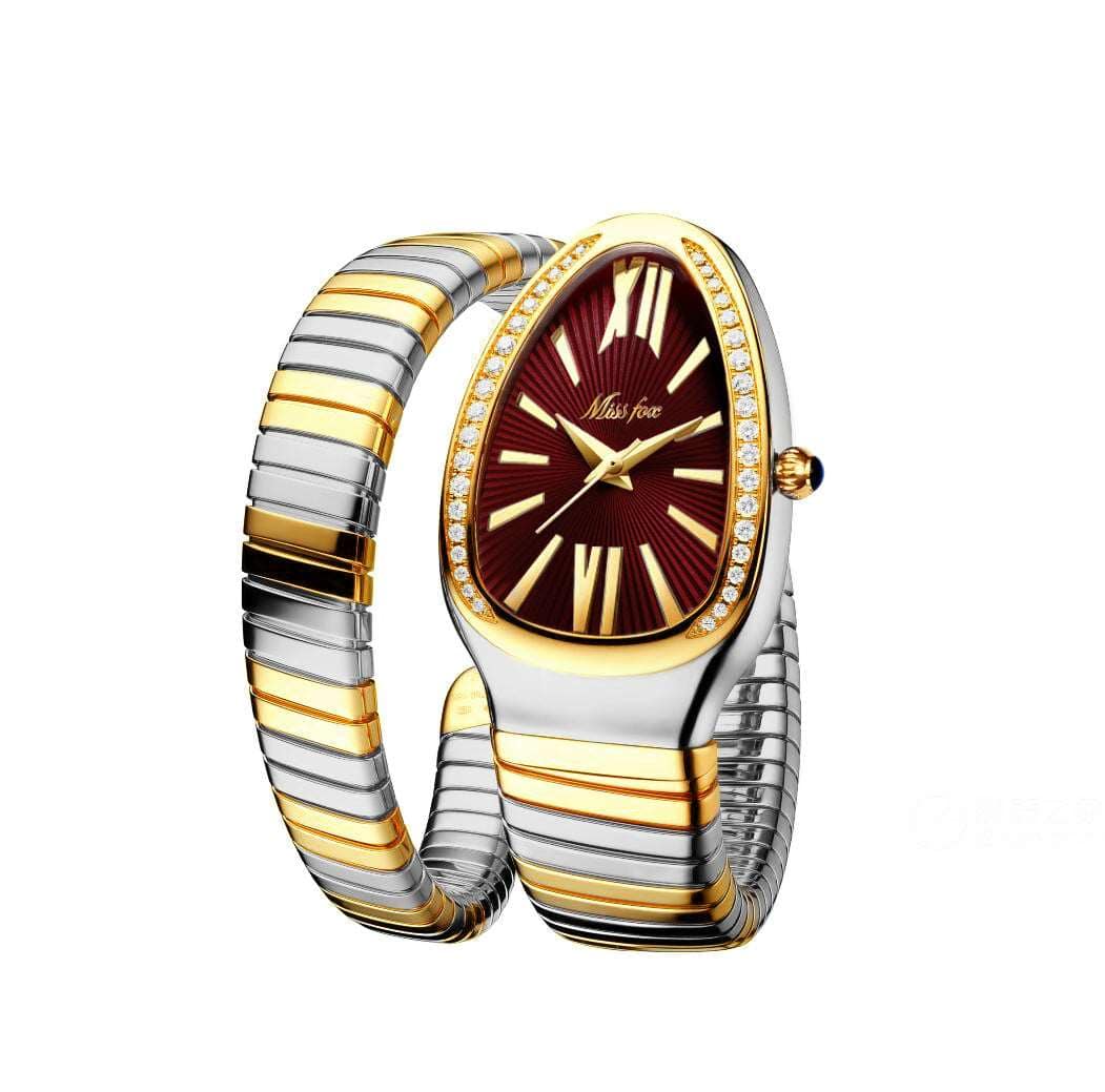 Shelltier GOLD & PLATINUM / BURGUNDY DAVINA WATCH | MISSFOX SERIES