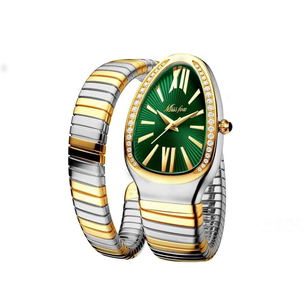 Shelltier GOLD & PLATINUM / EMERALD DAVINA WATCH | MISSFOX SERIES