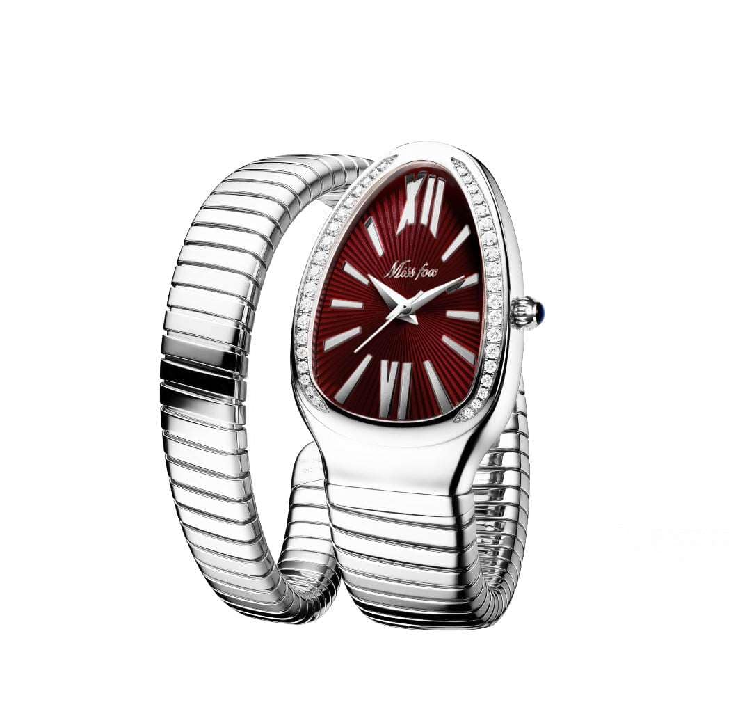 Shelltier PLATINUM / BURGUNDY DAVINA WATCH | MISSFOX SERIES